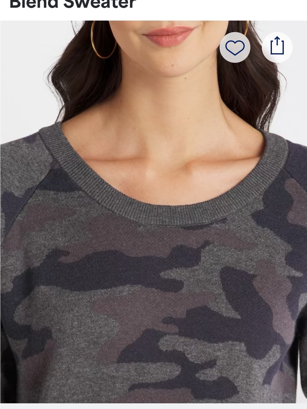STITCHES & STRIPES Wynona Scoop Neck Cotton Blend Sweater L BNWT camo print - Picture 5 of 10